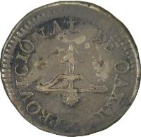 reverse of 1/2 Real - Oaxaca Insurgent Coinage (1812 - 1813) coin with KM# 221 from Mexico. Inscription: AMERICA MORELOS