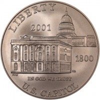 KM# 324 LIBERTY20011800IN GOD WE TRUSTU.S. CAPITOL.
