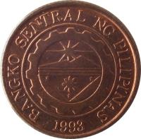 Philippines coin 10 Sentimo (1995 - 2014) obverse obverse of 10 Sentimo (1995 - 2014) coin with KM# 270 from Philippines. Inscription: BANGKO SENTRAL NG PILIPINAS 1993