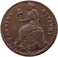 Mexico coin 1/16 Real (1860) reverse reverse of 1/16 Real (1860) coin with KM# 316 from Mexico.