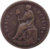 Mexico coin 1/16 Real (1861) reverse reverse of 1/16 Real (1861) coin with KM# 317 from Mexico.