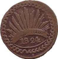 Mexico coin 1/8 Real (1824 - 1828) reverse reverse of 1/8 Real (1824 - 1828) coin with KM# 320 from Mexico. Inscription: LIBERTAD