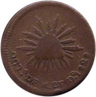 Mexico coin 1/8 Real (1828) reverse reverse of 1/8 Real (1828) coin with KM# 321 from Mexico. Inscription: OCTo. DE. R. DE DO