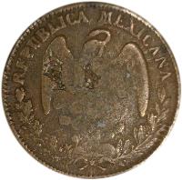 obverse of 1/8 Real (1845 - 1847) coin with KM# 324 from Mexico. Inscription: REPUBLICA MEXICANA