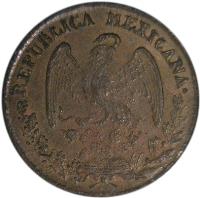 obverse of 1/8 Real (1851 - 1854) coin with KM# 325 from Mexico. Inscription: REPUBLICA MEXICANA