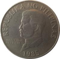 obverse of 50 Sentimo (1983 - 1990) coin with KM# 242.1 from Philippines. Inscription: REPUBLIKA NG PILIPINAS MARCELO H. DEL PILAR 1985