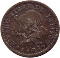 Mexico coin 1/8 Real (1828 - 1834) obverse obverse of 1/8 Real (1828 - 1834) coin with KM# 329 from Mexico. Inscription: ESTADO LIBRE DE JALISCO