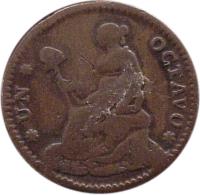 Mexico coin 1/8 Real (1828 - 1834) reverse reverse of 1/8 Real (1828 - 1834) coin with KM# 329 from Mexico. Inscription: Oblique reeding