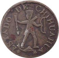 Mexico coin 1/4 Real (1855) obverse obverse of 1/4 Real (1855) coin with KM# 343 from Mexico. Inscription: DEPARTAMENTO DE CHIHUAHUA