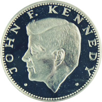 reverse of 150 Guaraníes - President John F. Kennedy (1974) coin with KM# 114 from Paraguay. Inscription: · JOHN F. KENNEDY ·