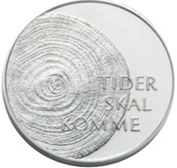 reverse of 100 Kroner - Harald V - Year 2000 (1999) coin with KM# 466 from Norway. Inscription: TIDER SKAL KOMME