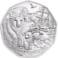 Austria coin 5 Euro - Arctic Adventure (2014) reverse reverse of 5 Euro - Arctic Adventure (2014) coin with KM# 3231a from Austria. Inscription: ABENTEUER ARKTIS 2014