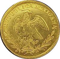 Mexico coin 4 Escudos (1825 - 1869) obverse obverse of 4 Escudos (1825 - 1869) coin with KM# 381 from Mexico.