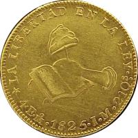 Mexico coin 4 Escudos (1825 - 1869) reverse reverse of 4 Escudos (1825 - 1869) coin with KM# 381 from Mexico.