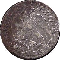 Mexico coin 5 Centavos (1868 - 1870) obverse obverse of 5 Centavos (1868 - 1870) coin with KM# 396 from Mexico. Inscription: REPUBLICA MEXICANA