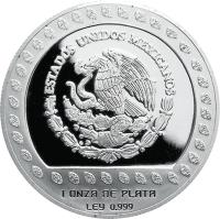Mexico coin 100 Pesos / 1 Onza - Huehuetéotl (1992) obverse obverse of 100 Pesos / 1 Onza - Huehuetéotl (1992) coin with KM# 564 from Mexico. Inscription: ESTADOS UNIDOS MEXICANOS 1 ONZA DE PLATA LEY 0.999