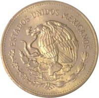 obverse of 1000 Pesos - 50th Anniversary of Nationalization of Oil Industry (1988) coin with KM# 535 from Mexico. Inscription: ESTADOS UNIDOS MEXICANOS
