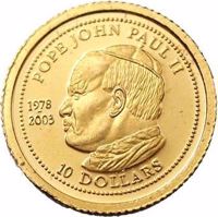 Liberia coin 10 Dollars - Pope John Paul II (2003) reverse reverse of 10 Dollars - Pope John Paul II (2003) coin from Liberia. Inscription: POPE JOHN PAUL II 1978 2003 10 DOLLARS
