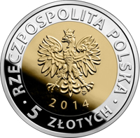 Poland coin 5 Złotych - Discover Poland – The Royal Castle in Warsaw (2014) obverse obverse of 5 Złotych - Discover Poland – The Royal Castle in Warsaw (2014) coin with Y# 913 from Poland. Inscription: RZECZPOSPOLITA POLSKA mw 2014 • 5 ZŁOTYCH •