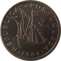 obverse of 5 Escudos (1963 - 1986) coin with KM# 591 from Portugal. Inscription: REPUBLICA PORTUGUESA 1986