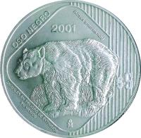 reverse of 5 Pesos / 1 Onza - Oso Negro (2001) coin with KM# 654 from Mexico.