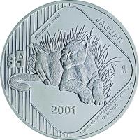 Mexico coin 5 Pesos / 1 Onza - Jaguar (2001) reverse reverse of 5 Pesos / 1 Onza - Jaguar (2001) coin with KM# 658 from Mexico.