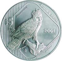 reverse of 5 Pesos / 1 Onza - Aguila Arpia (2001) coin with KM# 653 from Mexico.
