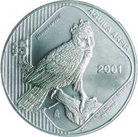 Mexico coin 5 Pesos / 1 Onza - Aguila Arpia (2001) reverse reverse of 5 Pesos / 1 Onza - Aguila Arpia (2001) coin with KM# 653 from Mexico.