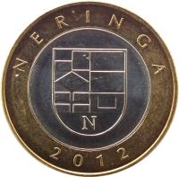 reverse of 2 Litai - Lithuanian resorts - Neringa (2012) coin with KM# 185.1 from Lithuania. Inscription: NERINGA 2012