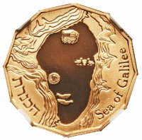 Israel coin 5 New Sheqalim - Sites in the Holy land - Sea of Galilee (1990) reverse reverse of 5 New Sheqalim - Sites in the Holy land - Sea of Galilee (1990) coin with KM# 211 from Israel. Inscription: הכנרת Sea of Galilee