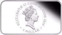 obverse of 1 Dollar - Elizabeth II - Year of the Goat Series (2015) coin from Cook Islands. Inscription: ELIZABETH II COOK ISLANDS 2015 RDM · 1 DOLLAR ·