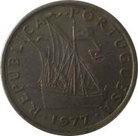 obverse of 2.50 Escudos (1963 - 1985) coin with KM# 590 from Portugal. Inscription: REPUBLICA PORTUGUESA 1977