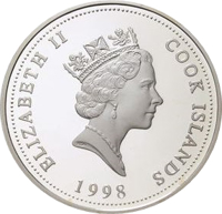 Cook Islands coin 1 Dollar - Elizabeth II - Australian Fauna Series - Hatback Turtle (1998) obverse obverse of 1 Dollar - Elizabeth II - Australian Fauna Series - Hatback Turtle (1998) coin with KM# 318 from Cook Islands. Inscription: ELIZABETH II COOK ISLANDS RDM 1998