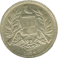 Guatemala coin 1 Real (1899) obverse obverse of 1 Real (1899) coin with KM# 171 from Guatemala. Inscription: LIBERTAD 15 DE SETIEMBRE DE 1821 1899