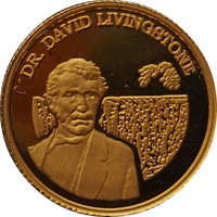 reverse of 500 Kwacha - Dr. David Livingstone (1999) coin with KM# 182 from Zambia. Inscription: DR. DAVID LIVINGSTONE