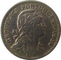 obverse of 50 Centavos (1927 - 1968) coin with KM# 577 from Portugal. Inscription: REPUBLICA PORTUGUESA - 1964 SIMOES REGO GR