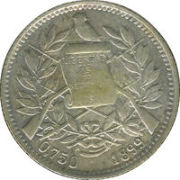 Guatemala coin 1 Real (1899) obverse obverse of 1 Real (1899) coin with KM# 172 from Guatemala. Inscription: LIBERTAD 15 DE SETIEMBRE DE 1821 0,750 1899