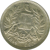 Guatemala coin 1 Real (1899) obverse obverse of 1 Real (1899) coin with KM# 173 from Guatemala. Inscription: LIBERTAD 15 DE SETIEMBRE DE 1821 1899 0,600