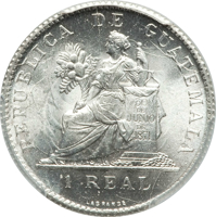 Guatemala coin 1 Real (1899) reverse reverse of 1 Real (1899) coin with KM# 174a from Guatemala. Inscription: REPUBLICA DE GUATEMALA 30 DE JUNIO DE 1871 1 REAL LAGRANGE