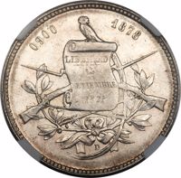 Guatemala coin 1 Peso (1878 - 1879) obverse obverse of 1 Peso (1878 - 1879) coin with KM# 200 from Guatemala. Inscription: 0,900 1878 LIBERTAD 15 DE SETIEMBRE DE 1821 D