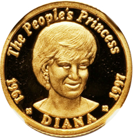 reverse of 1000 Kwacha - Death of Princess Diana (1997) coin from Zambia. Inscription: The People's Princess 1961 · DIANA · 1997