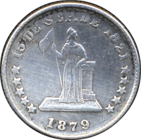 Honduras coin 5 Centavos (1879) reverse reverse of 5 Centavos (1879) coin with KM# 43 from Honduras. Inscription: *****15 DE SEP. DE 1821***** 1879