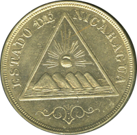 obverse of 5 Centavos (1898) coin with KM# 8 from Nicaragua. Inscription: ESTADO DE NICARAGUA