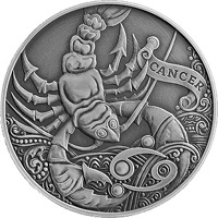 Belarus coin 1 Rouble - Zodiac Series - Cancer (2015) reverse reverse of 1 Rouble - Zodiac Series - Cancer (2015) coin with KM# 547 from Belarus. Inscription: CANCER