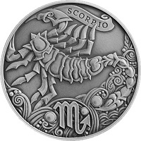 reverse of 1 Rouble - Zodiac Series - Scorpio (2015) coin with KM# 545 from Belarus. Inscription: SCORPIO