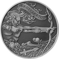 reverse of 1 Rouble - Zodiac Series - Sagittarius (2015) coin with KM# 546 from Belarus. Inscription: SAGITTARIUS