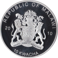 Malawi coin 10 Kwacha - Birds of Prey - Madagascar Fish Eagle (2010) obverse obverse of 10 Kwacha - Birds of Prey - Madagascar Fish Eagle (2010) coin from Malawi. Inscription: REPUBLIC OF MALAWI 20 10 UNITY AND FREEDOM 10 KWACHA