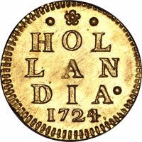 Dutch Republic coin 2 Stuivers (1723 - 1766) reverse reverse of 2 Stuivers (1723 - 1766) coin with KM# 48a from Dutch Republic. Inscription: · * · HOL LAN DIA· 1724