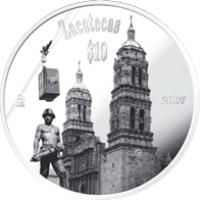Mexico coin 10 Pesos - Zacatecas - Silver Proof Issue (2007) reverse reverse of 10 Pesos - Zacatecas - Silver Proof Issue (2007) coin with KM# 847 from Mexico. Inscription: Zacatecas $10 Mo 2007