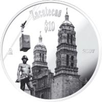 reverse of 10 Pesos - Zacatecas - Silver Proof Issue (2007) coin with KM# 847 from Mexico. Inscription: Zacatecas $10 Mo 2007